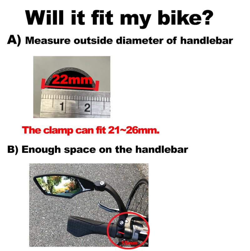 Hafny Handlebar Bike Mirror, Stainless Steel Mirror, Rearview Bike Mirror, HF-MR080(Right) - Image 3